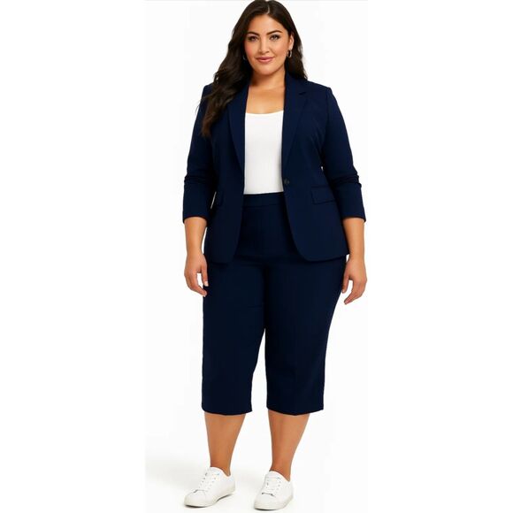 Tummy Slimming Navy Blue Capri Pants – 18W – Comfort Fit – NWT (Alfred Dunner) - Picture 3 of 7